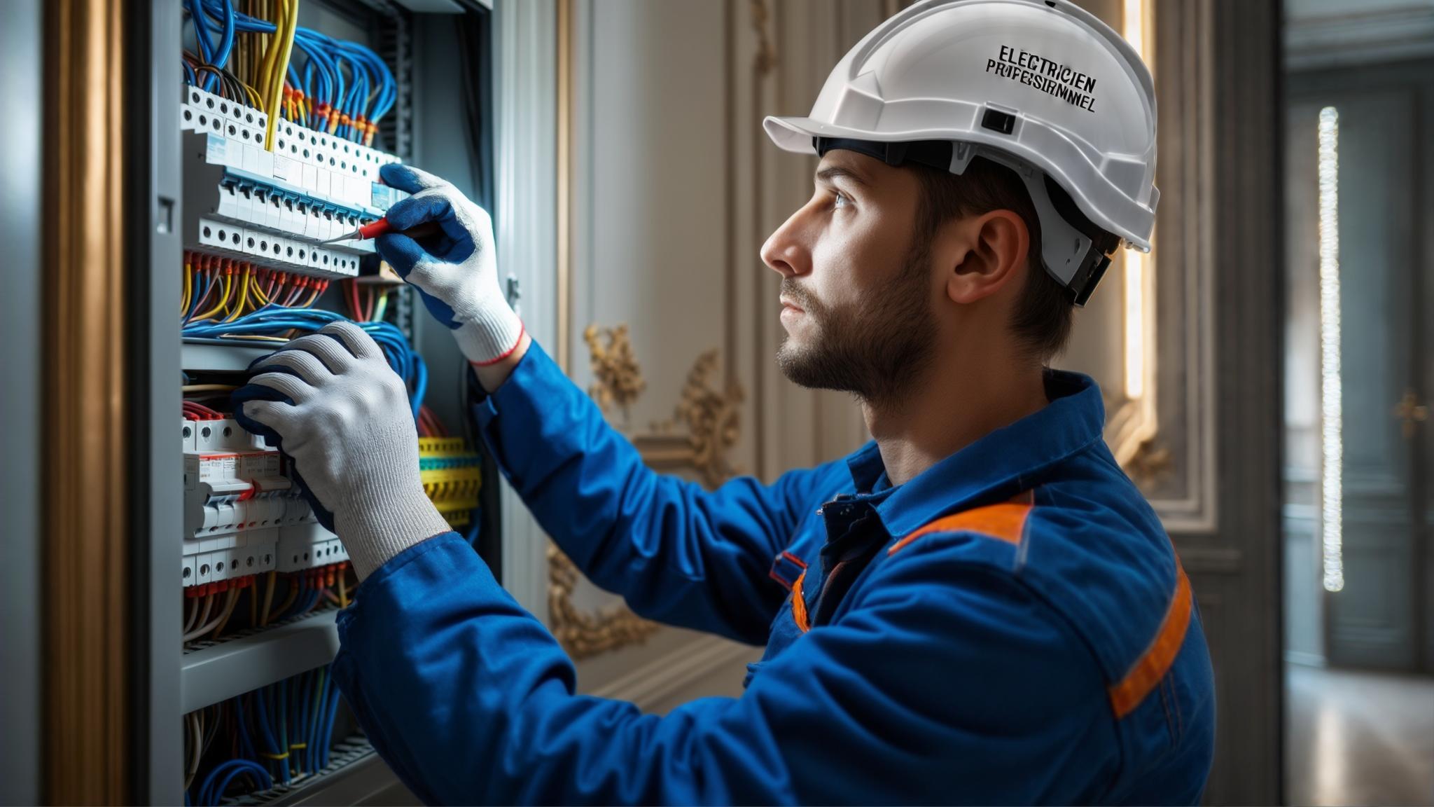 Électricien professionnel au travail à Paris